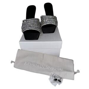 NEW NWT Jonathan Simkhai Lena Crystal Embellished Open Toe Mules Heels Size 39